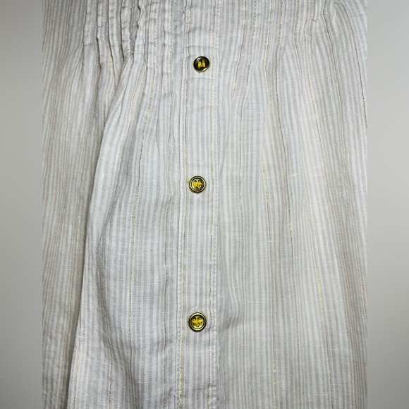 Charter Club Linen Blend Striped, Button Down Roll Tab Sz M - Picture 4 of 13